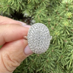 18k White Gold 1.02ctw Pave Diamond Covered Oval Domed Ring