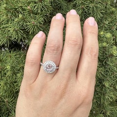 Platinum 2.13ctw GIA Ceylon Pastel Soft Pink Sapphire w/ Dual Diamond Halo Ring