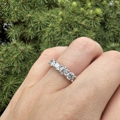 Classic 14k White Gold 1.40ctw Round Shared Prong Set Diamond 5 Stone Band Ring