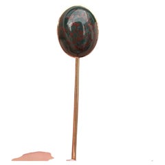 14k Rosy Yellow Gold Oval Cabochon Bezel Set Bloodstone Stick Pin