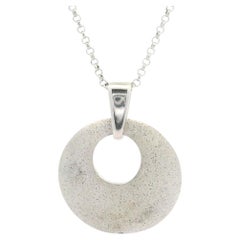 Charles Garnier Sterling Silver Textured Open Disk Slide Pendant Necklace
