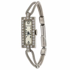 Antike Art-Déco-Uhr aus Platin mit Croton-Diamanten, rechteckig, mechanisches Uhrwerk, Armband