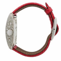 Locman Italy Diamond Encrusted Watch w/ MOP Dial & Red Leather Strap Ref. 488