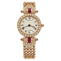 Orologio meccanico vintage Breguet Classique in oro giallo 18 carati con diamanti e rubini, con bracciale