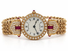 Orologio meccanico vintage Breguet Classique in oro giallo 18 carati con diamanti e rubini, con bracciale