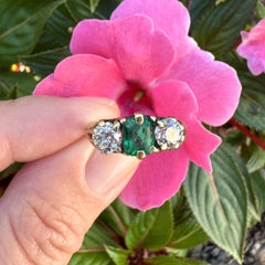 Antique TB Starr Yellow Gold GIA No Oil Emerald Old European Diamond Sides Ring