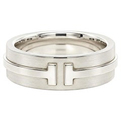 Tiffany & Co. Sterling Silver 6mm Wide T Two Wide Band Ring sz4.5