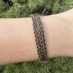 Vintage Elephant Hair Braided Twisted Gold Wire Adjustable Bangle Bracelet