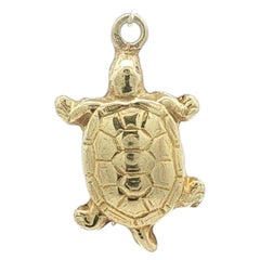 14k Yellow Gold Textured Mini Turtle Charm Pendant