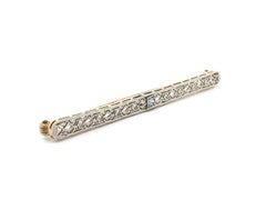 Krementz Edwardian 14k Gold & Platinum Filigree Long Bar Pin Brooch