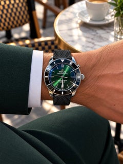 Breitling Superocean Heritage B20 46mm Green Watch Black Rubber AB2020121L1S1