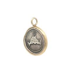 Silver w/ 18k Yellow Gold Martha's Vineyard Island Medallion Charm Pendant