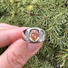 Platinum GIA 2.63ctw GIA Orange No Heat Sapphire Shield Diamond Domed Pinky Ring