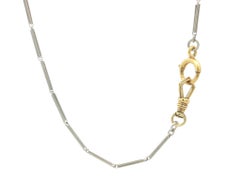 Kreisler Gold & Platinum 14" Bar Watch Chain Necklace w/ Dog Clip & Spring Ring