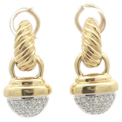 David Yurman Ohrringe aus 18-karätigem Gelbgold mit Diamanten in Eichelform und Kabel-Huggie-Design