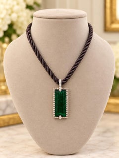 Robert Wander – Halskette mit Anhänger aus 18-karätigem Gold, mit einem bläulich-grünen Turmalin (GIA-zertifiziert) und Diamanten an einer Kordel