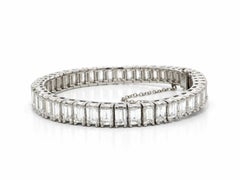 Vintage Platinum 20.88ctw Rectangular Step Cut Diamond Graduated Line Bracelet