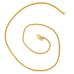 22k Yellow Gold Squared Wheat Link Chain Necklace w/ Hook Clasp