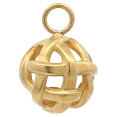 Angela Cummings 18k Yellow Gold Matte Finish Open Basket Weave Pendant Charm