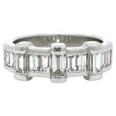 Heavy Platinum 1.50ctw Large Baguette Channel Set Diamond Band Ring