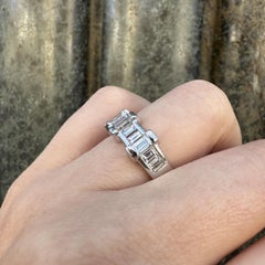 Heavy Platinum 1.50ctw Large Baguette Channel Set Diamond Band Ring
