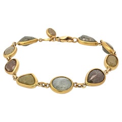 18k Yellow Gold 34.50ctw GIA Multi Shaped Fancy Colored Diamond Link Bracelet