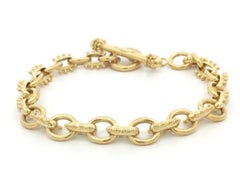 Pulsera de Elizabeth Locke de oro de 18 quilates con eslabones de cable abiertos, con cuentas y pulidos, y cierre de palanca