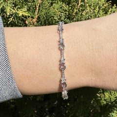 Vintage Roberto Coin 18k White Gold .90ctw Diamond Elegant Link Bracelet