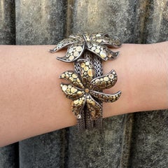 John Hardy Silver & 18k Gold 3 Ayu Jasmine Flowers Braided Strand Link Bracelet