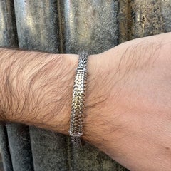 John Hardy Silver & 18k Yellow Gold Dot ID Wheat Link Chain Bracelet