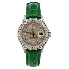 Ladies Rolex Datejust 18k White Gold & Diamond Bezel 26mm Wrist Watch Ref. 6917