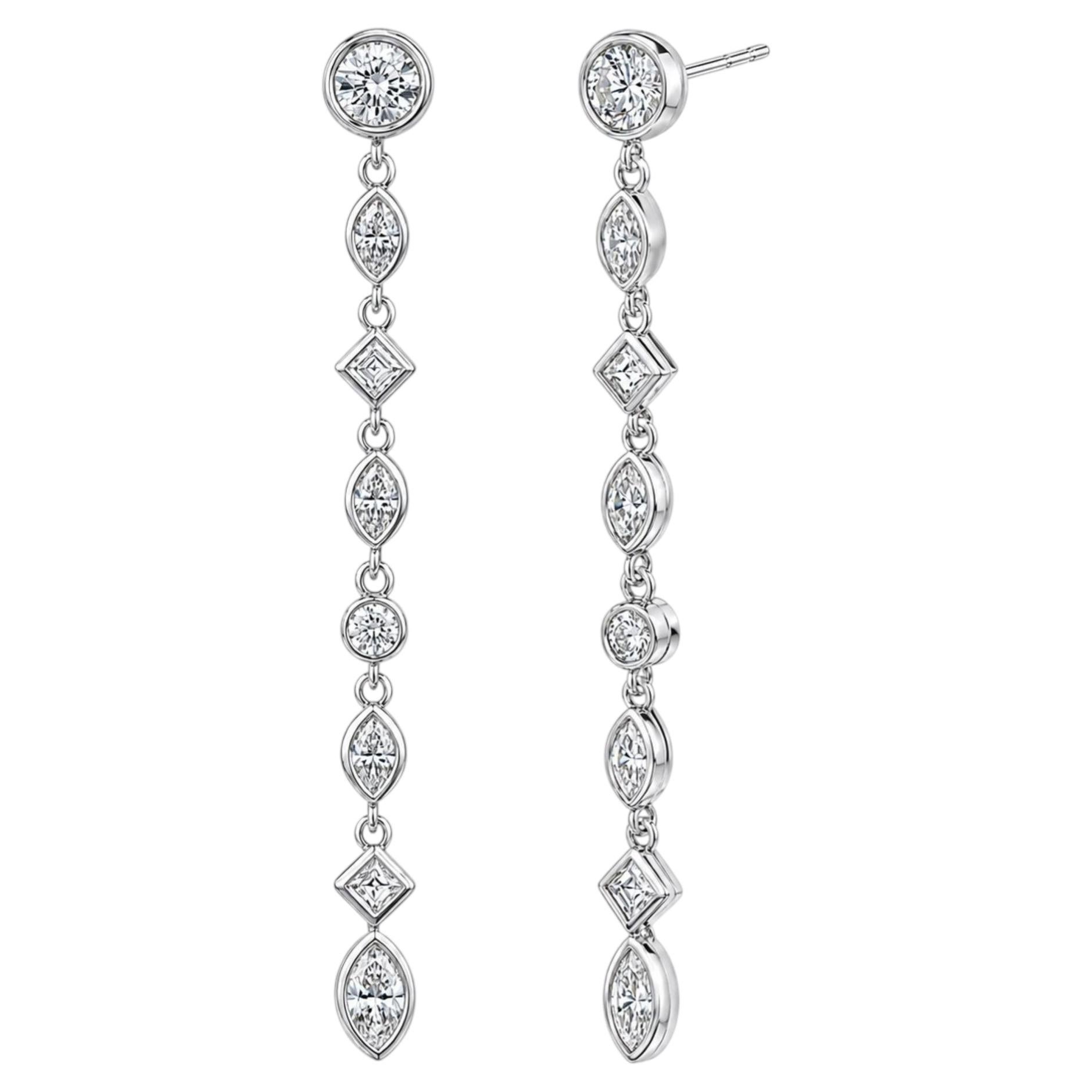 Diamond Drop Earrings 2.75 Carat Platinum