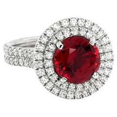 2.53 Carats Round Ruby Chatam Engagement Ring