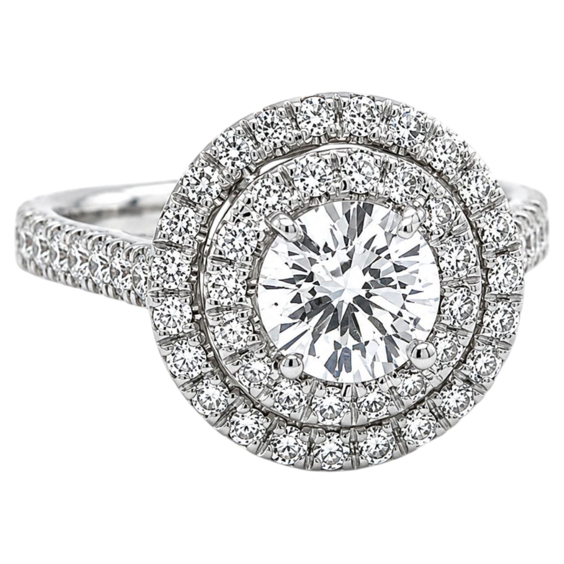 Diamond Round Engagement Ring 2.06 Carats Set in 18K White Gold