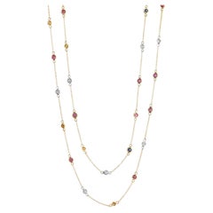 Collier en or jaune 18k avec diamants et pierres précieuses multicolores