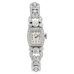 Vintage Hamilton Diamond & Platinum Watch 3 carats Fine Diamonds 33.9 Grams