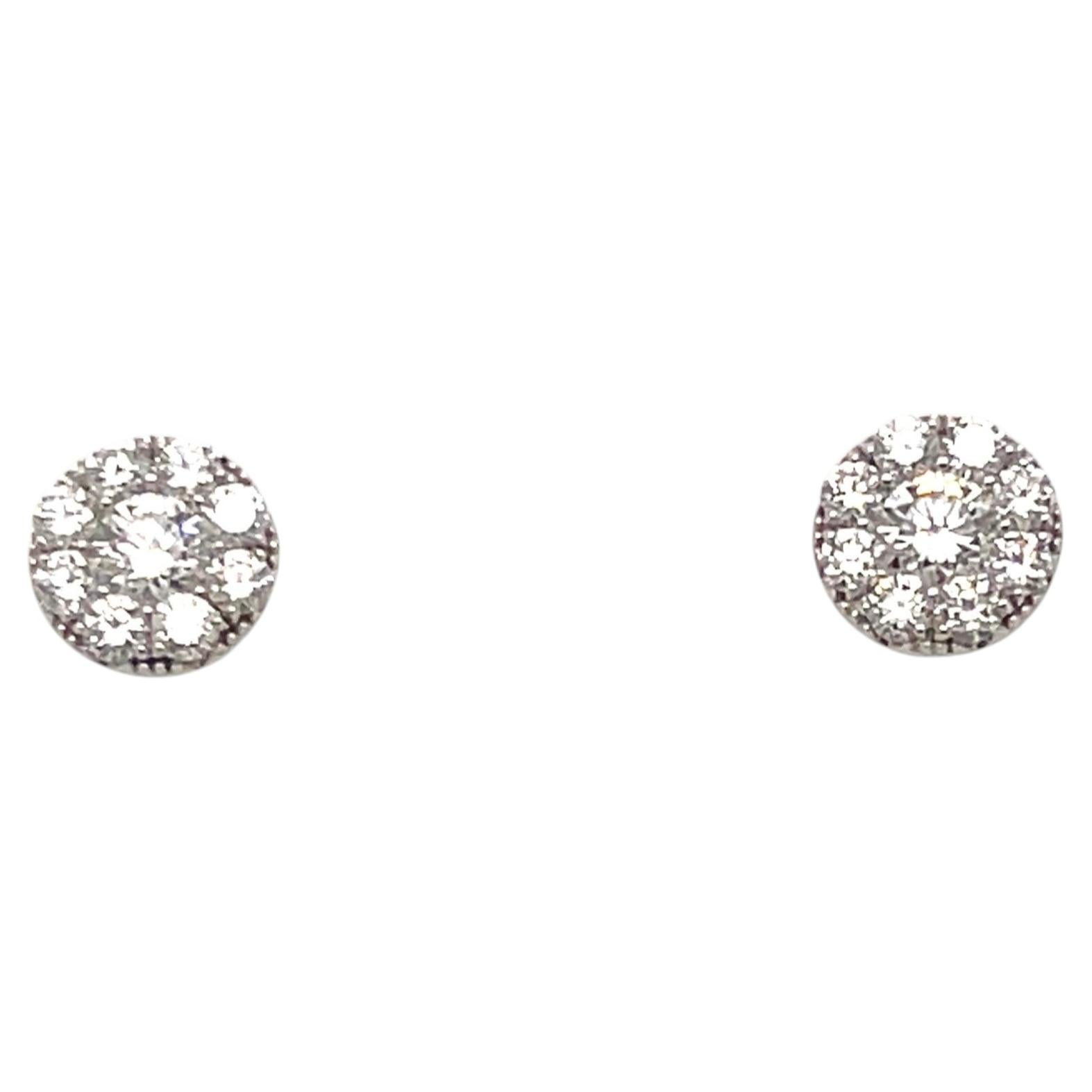 Diamond Cluster Earrings 1.00 Carats Set In 14K White Gold