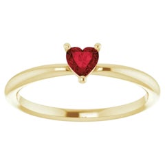 Natural Mozambique Garnet Heart Solitaire Ring, Set in 14K Yellow Gold