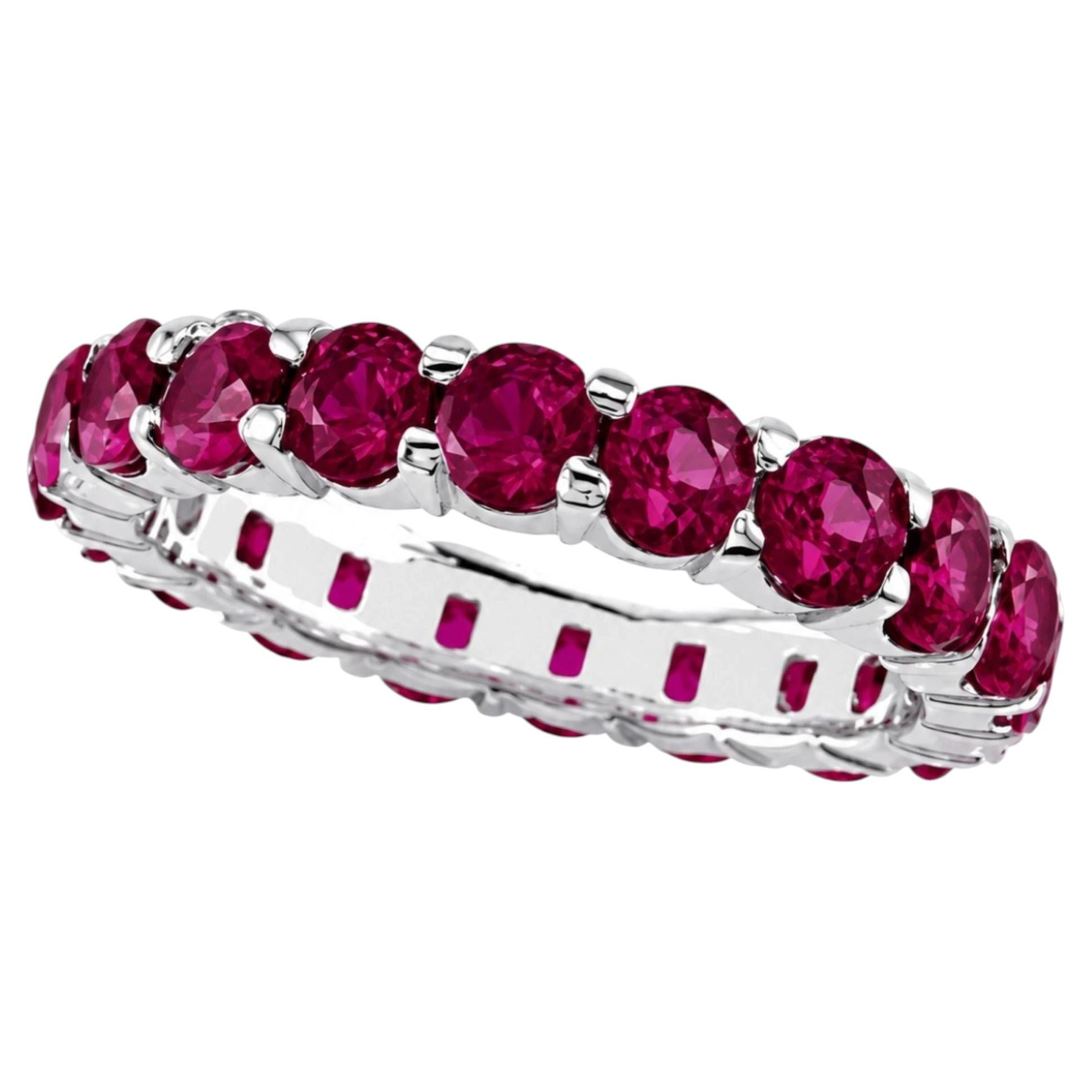 Ruby Eternity Ring 18K White Gold. Natural Ruby