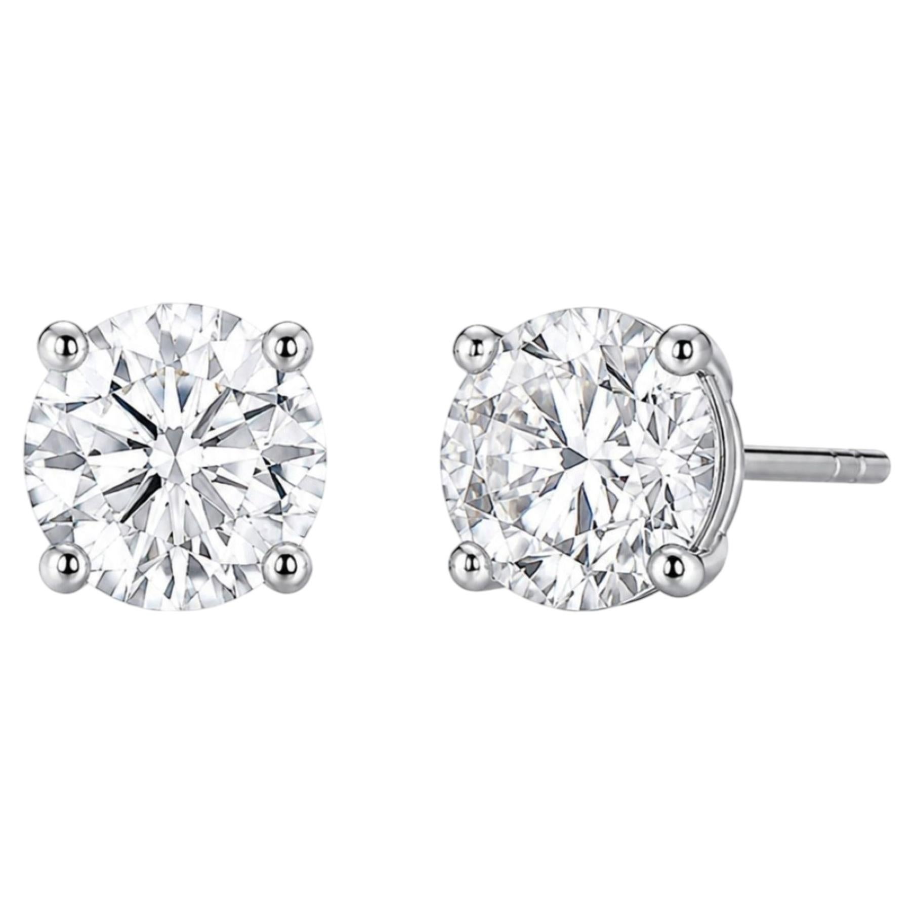 Pendientes de diamantes de 3,07 quilates con certificado GIA. Diamantes naturales. 14KWG