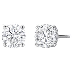 Diamond Stud Earrings 3.07 carats GIA Certified. Natural Diamonds. 14KWG