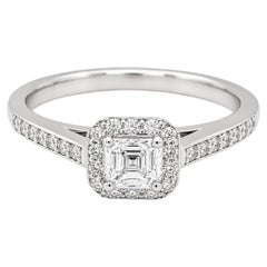 Diamond Asscher Cut Engagement Ring Set in 14K White Gold