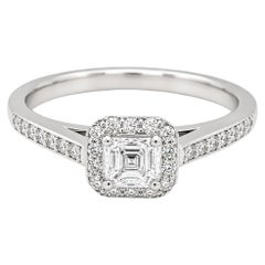 Diamond Asscher Cut Engagement Ring Set in 14K White Gold