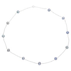 Grey Pearls Wired Necklace 14 Karat White Gold Pearl Chain Necklace