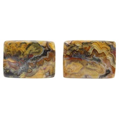 Natural Stone Cufflink for men Crazy Agate Stone Men's Jewelry  #93