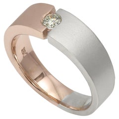 Herrenring aus 14 Karat gebürstetem Gold mit Diamanten in Roségold und Weißgold