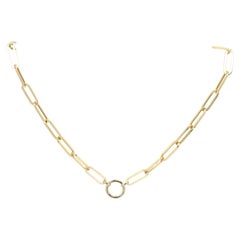 Enhancer Paperclip Necklace Chain 14 Karat Gold Italian Chain with Front Lock