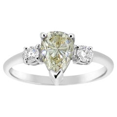 18 Karat Diamant-Verlobungsring, birnenförmiger natürlicher Diamant Vintage-Diamant