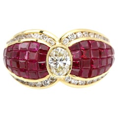 Ring aus 18 Karat Gold mit Burma-Rubin und Diamant  Cocktail Bowtie Designer-Ring