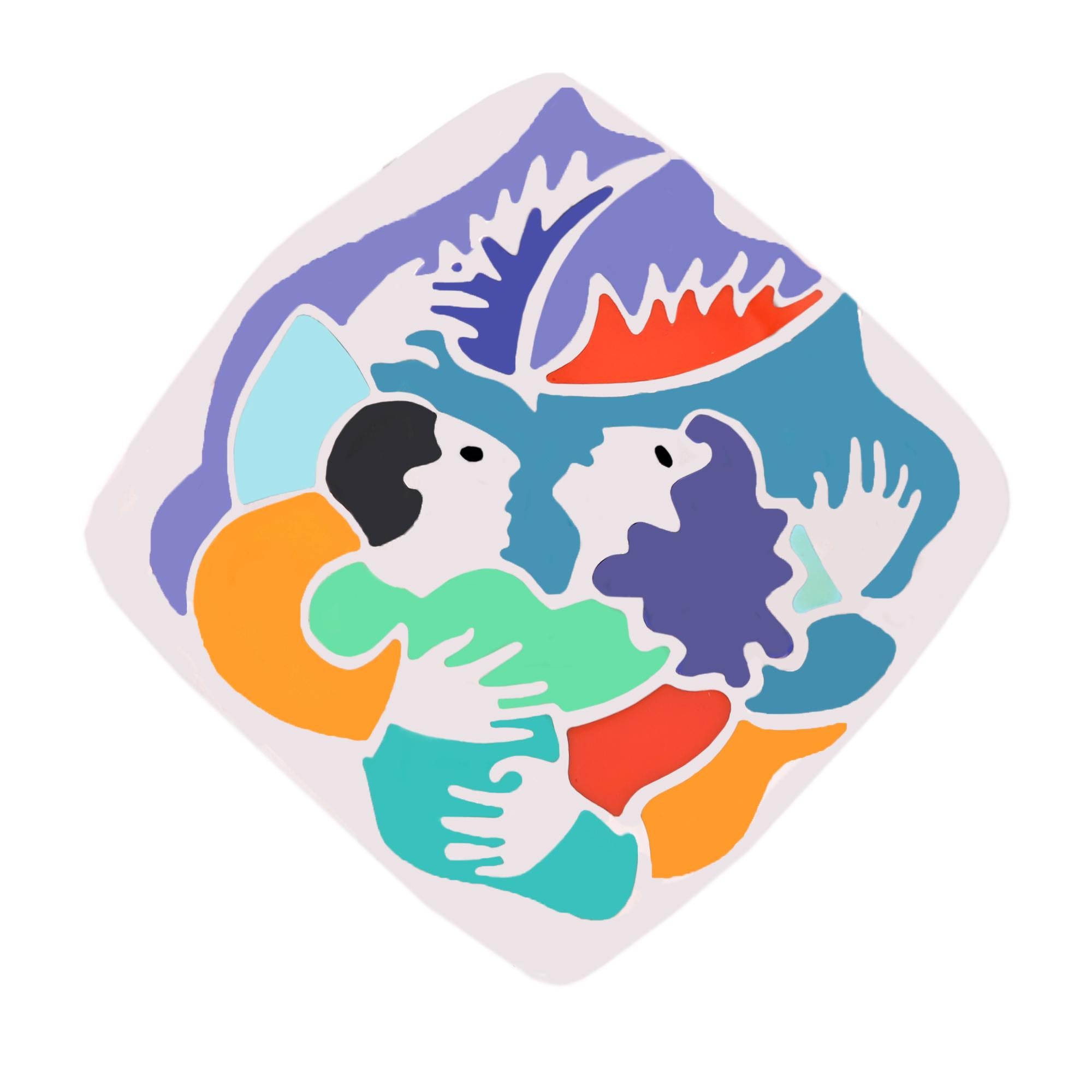 Gaudi, collier d
inspiration artistique, argent 925, bijouterie d
art, grand pendentif en émail en vente